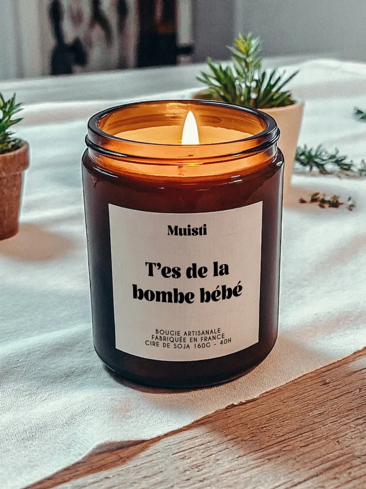 Objets de décoration - Bougie Parfumée - T'es de la bombe bébé - Musc blanc – 160g - MUISTI
