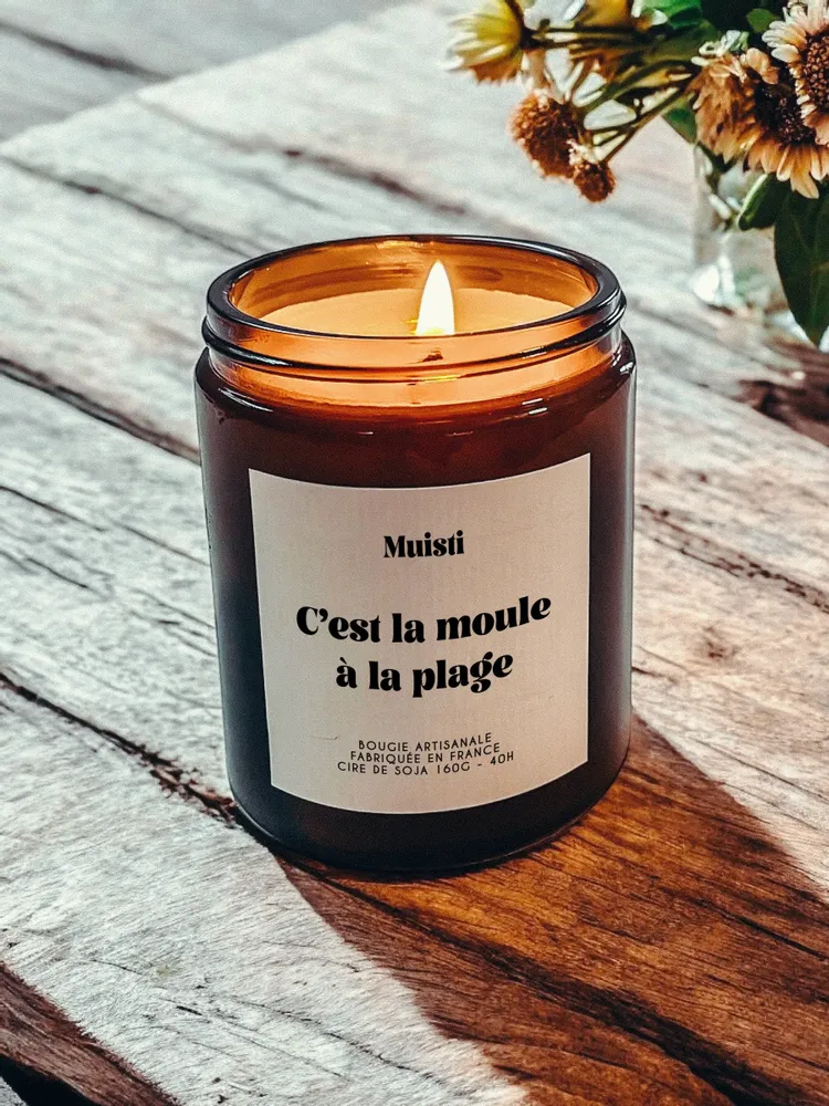 Objets de décoration - Bougie Parfumée - C'est la moule à la plage - Musc blanc – 160g - MUISTI