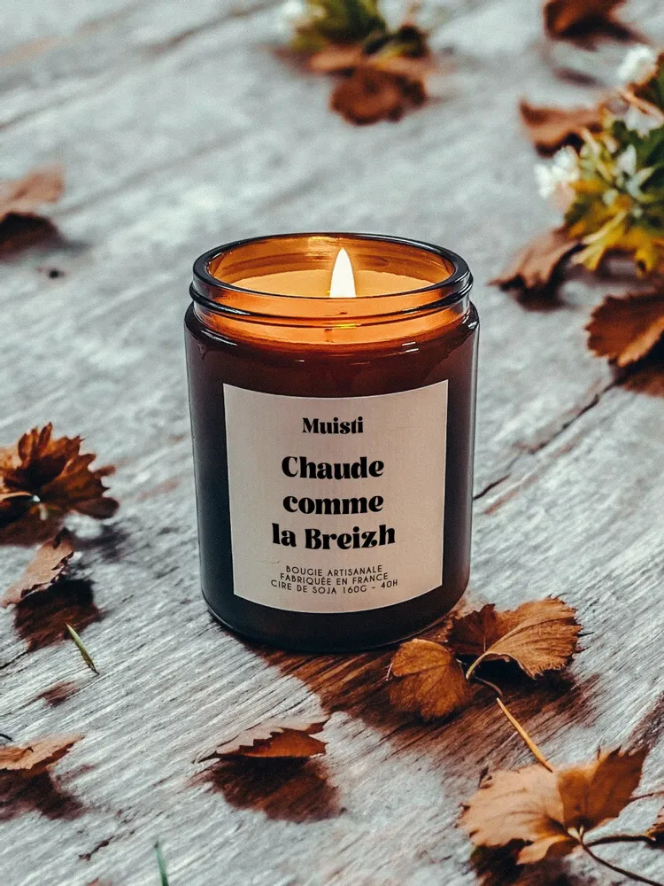 Objets de décoration - Bougie Parfumée - Chaude comme la Breizh - Musc blanc – 160g - MUISTI