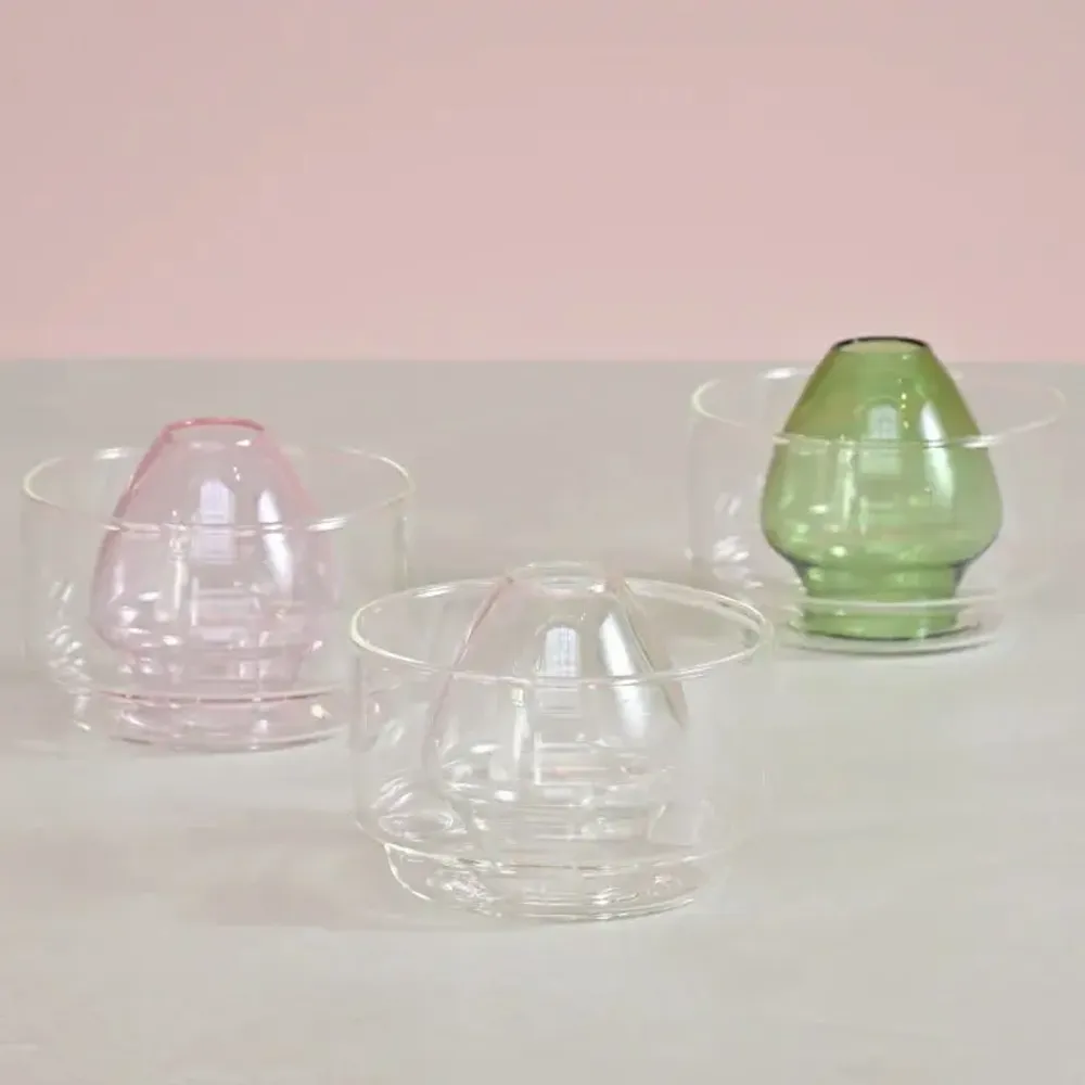 Tea and coffee accessories - Matcha boxes in transparent, green or pink glass/HARIO - ABINGPLUS