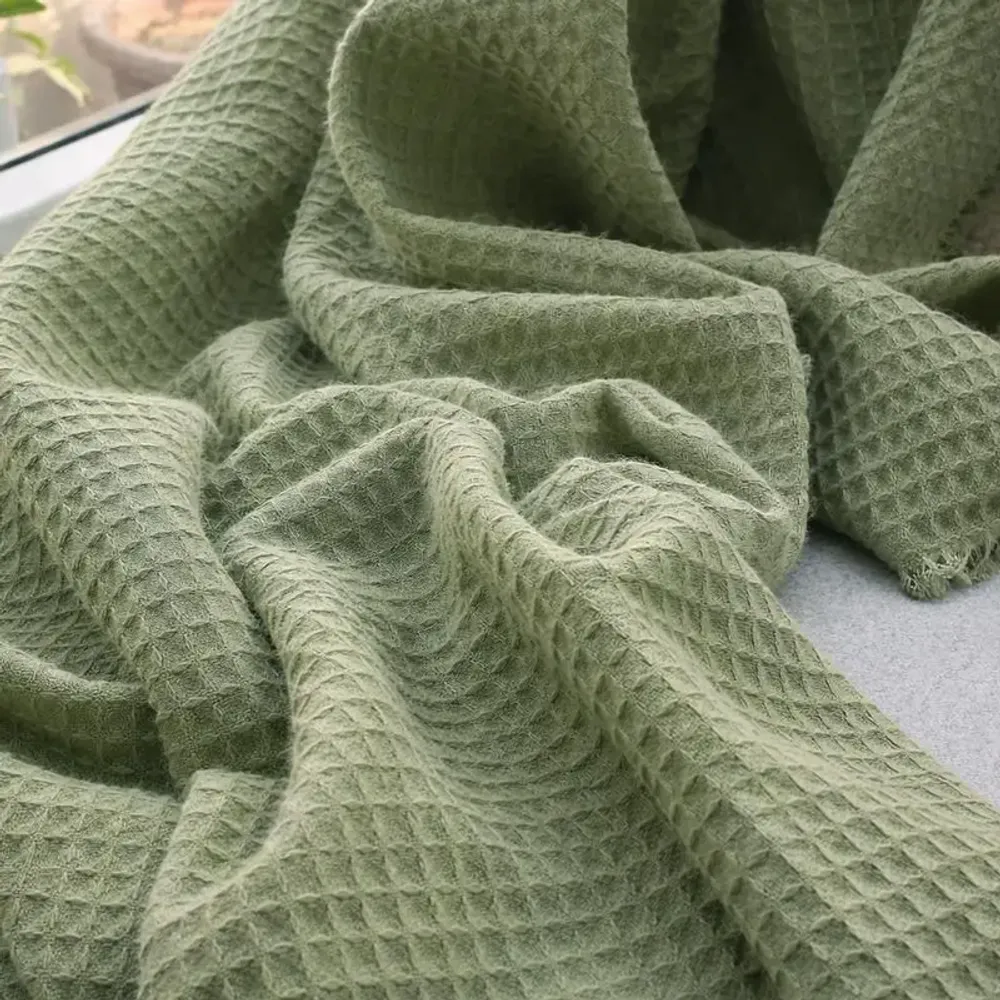 Throw blankets - Pure Cashmere Waffle Throw Blanket - Kai - PASHMA