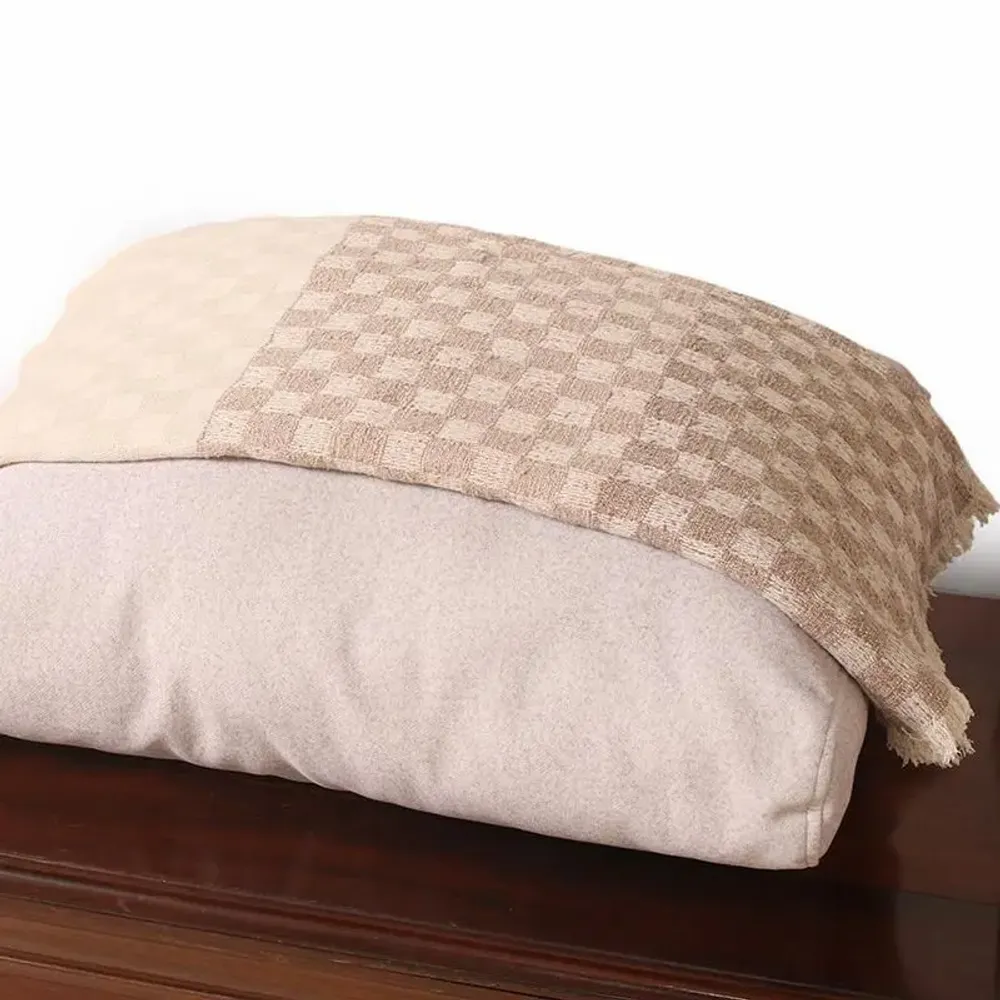 Throw blankets - Checkered Silk Cashmere Boucle Throw : Blair - PASHMA