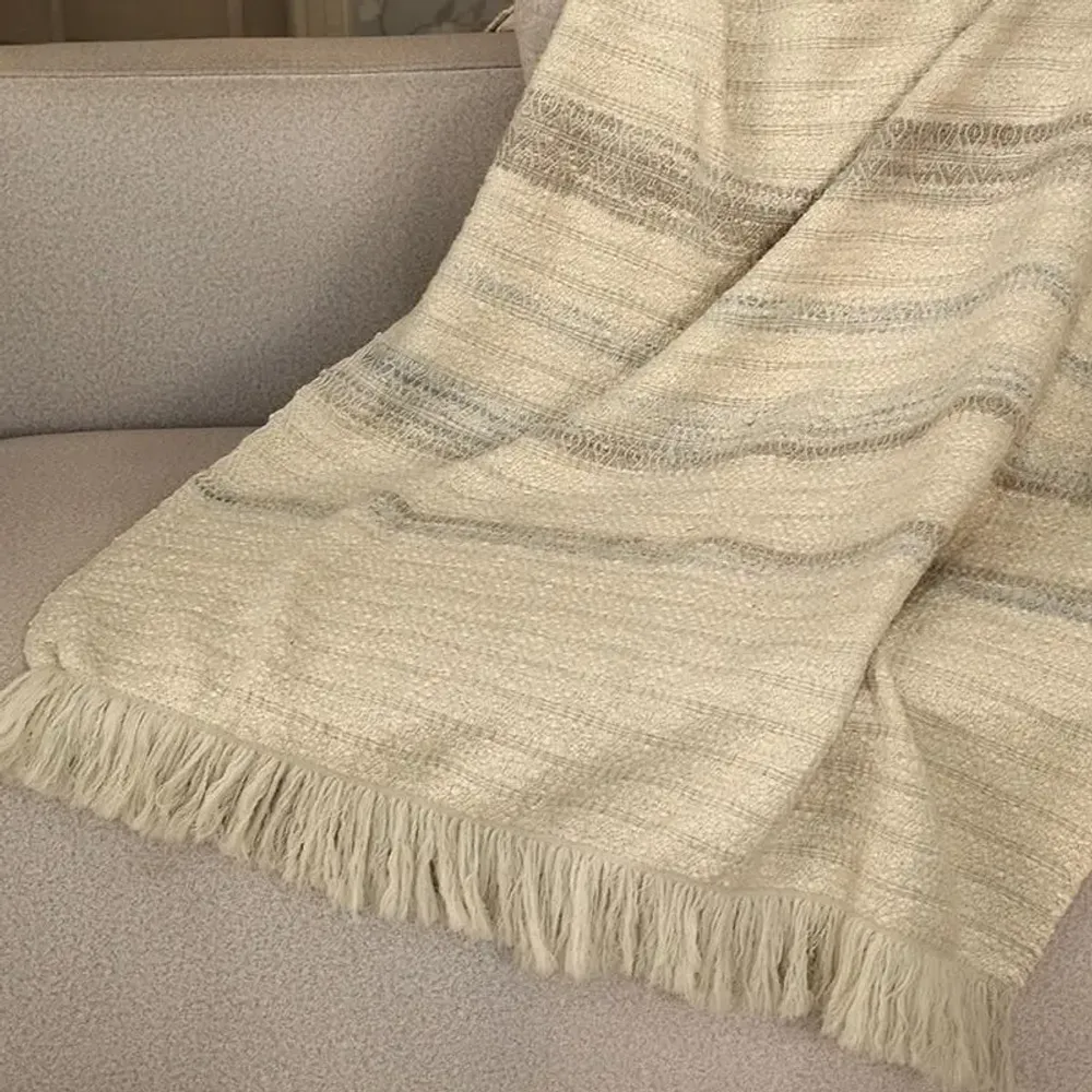 Throw blankets - Cotton Wool Space Dyed Throw : Flora - PASHMA