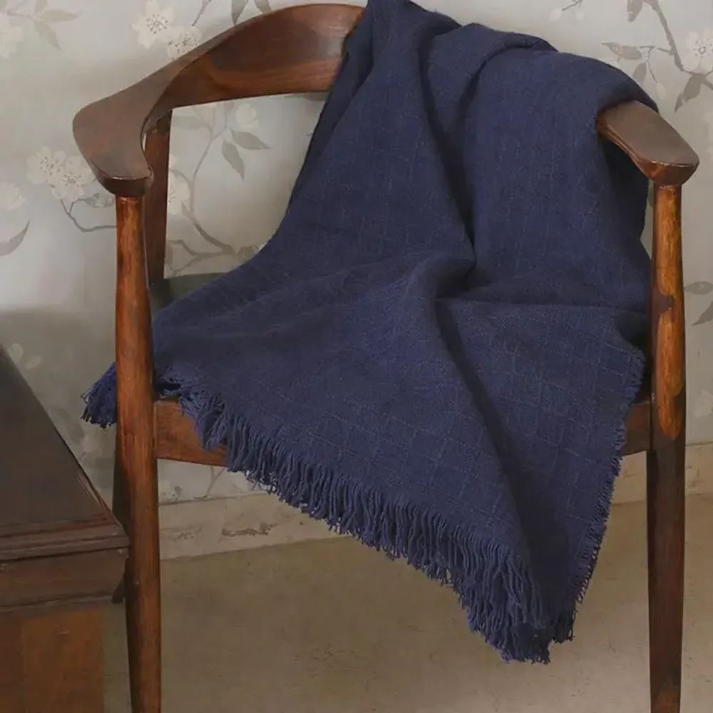 Throw blankets - Alpaca Linen Waffle Throw : Benjamin - PASHMA