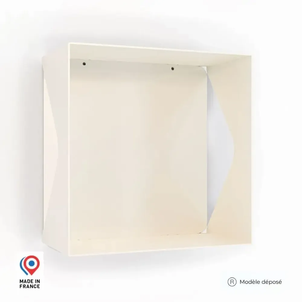 Decorative objects - CUBE STEEL WALL SHELF WITH AQUAMARINE BOTTOM - DECO-GEM