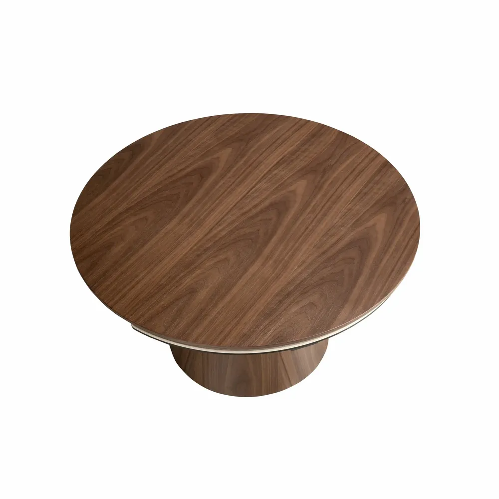Coffee tables - Round extending coffee table in walnut and porcelain marble. - ANGEL CERDÁ