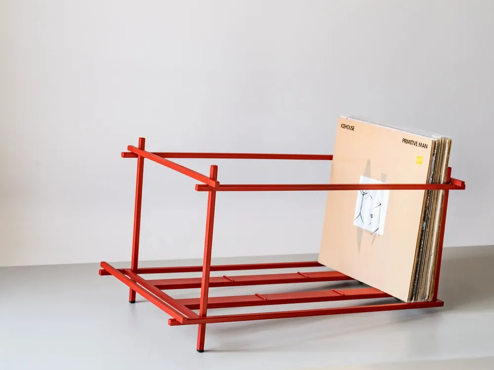 Boîtes de rangement  - Caisse mobile pour disques vinyles : porte-disques moderne à roulettes - DESIGN ATELIER ARTICLE