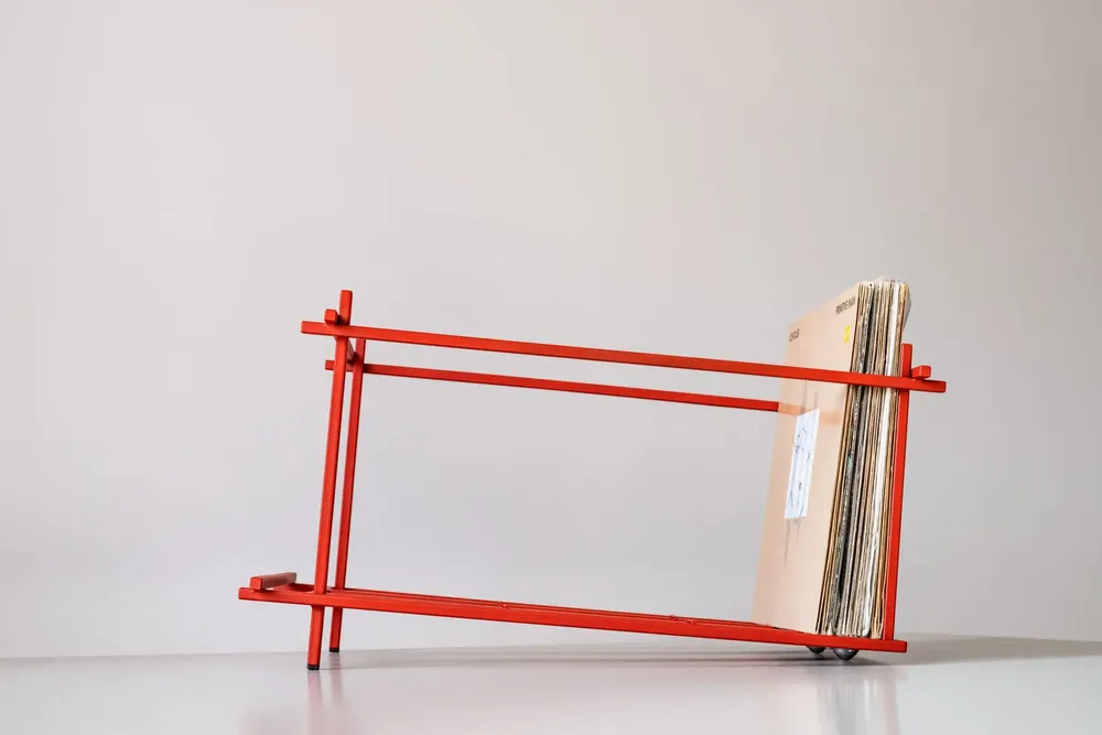 Boîtes de rangement  - Caisse mobile pour disques vinyles : porte-disques moderne à roulettes - DESIGN ATELIER ARTICLE