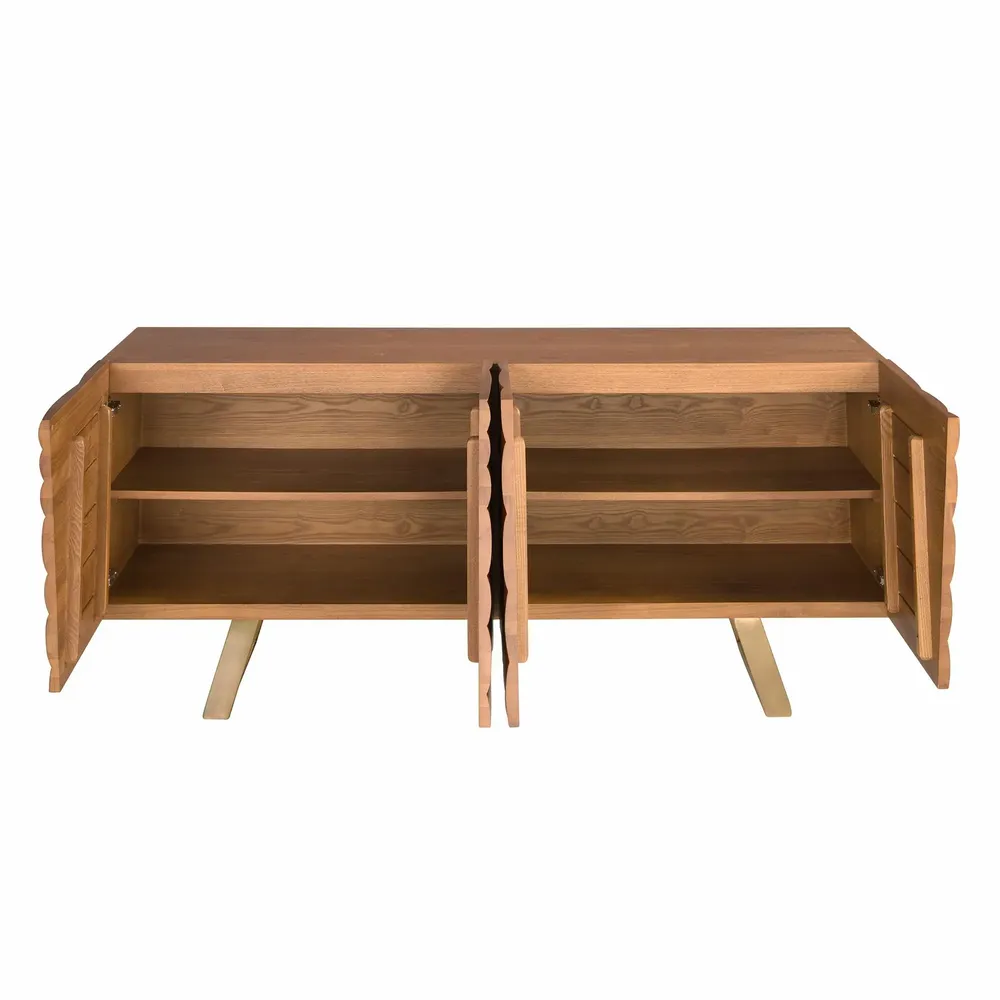 Sideboards - Light walnut sideboard with polished gold steel. - ANGEL CERDÁ