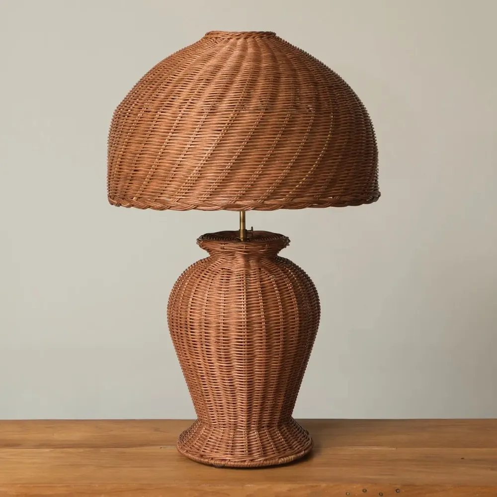Table lamps - ISABELLA RATTAN BASE TABLE LAMP - MAHE HOMEWARE