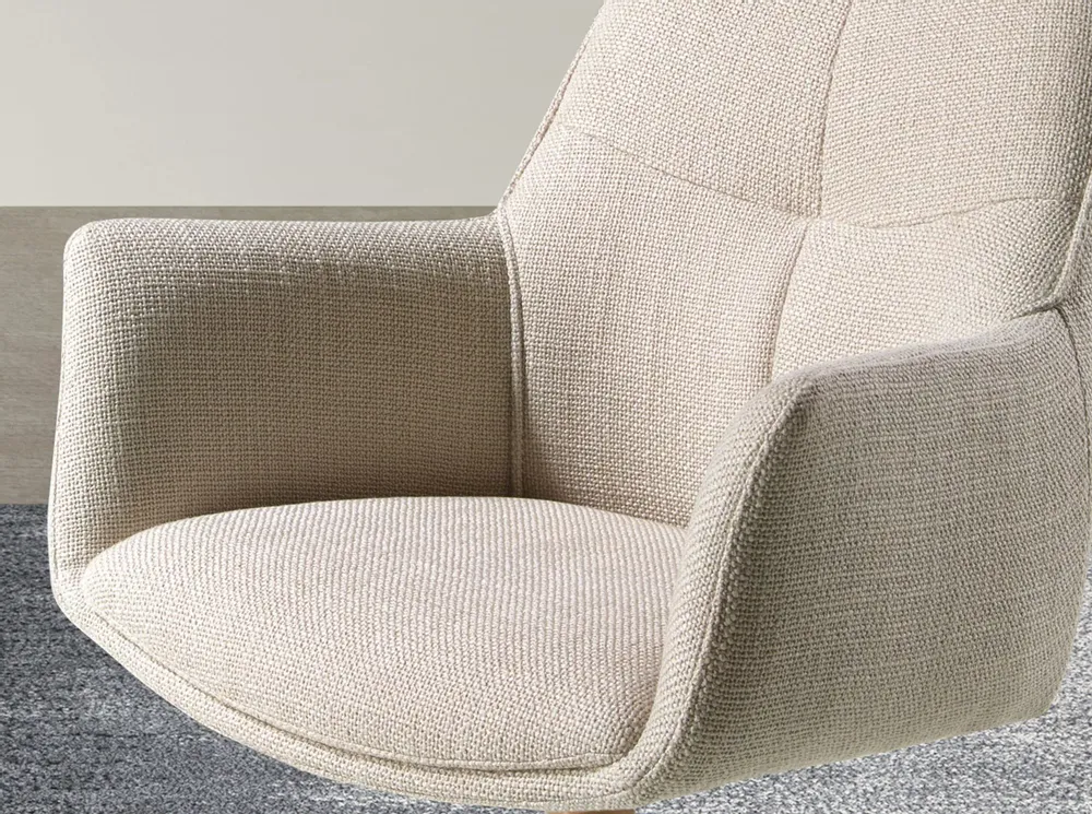 Chaises - Chaise pivotante en tissu crème - ANGEL CERDÁ