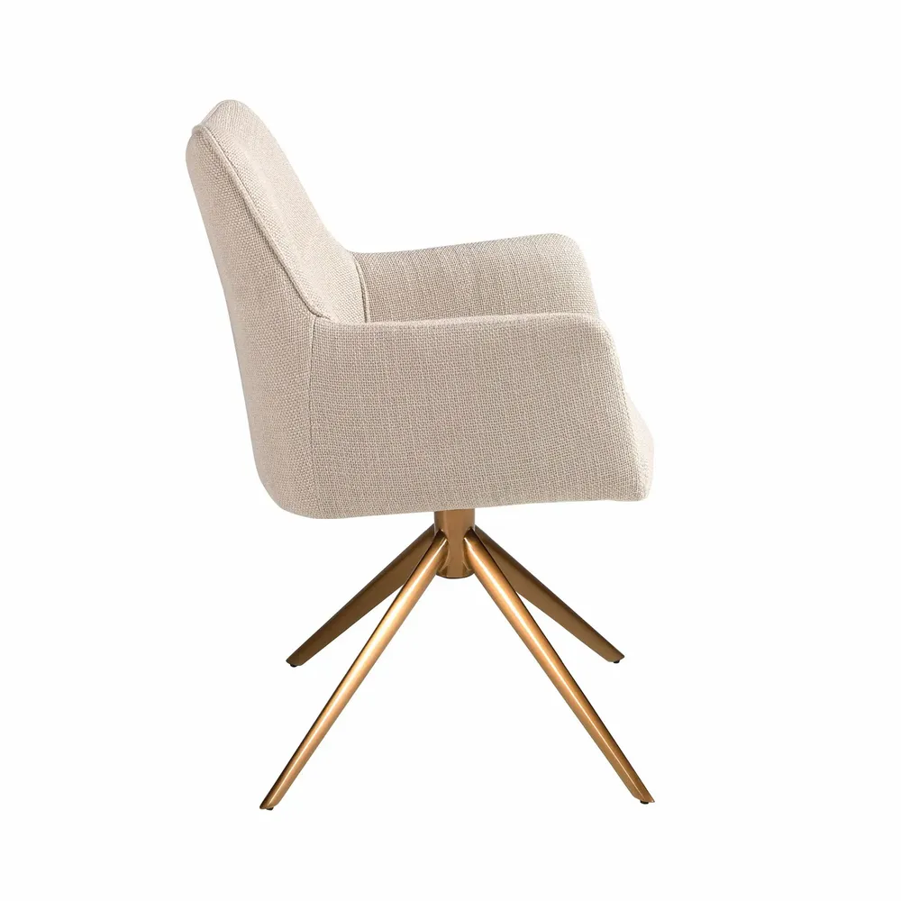 Chaises - Chaise pivotante en tissu crème - ANGEL CERDÁ