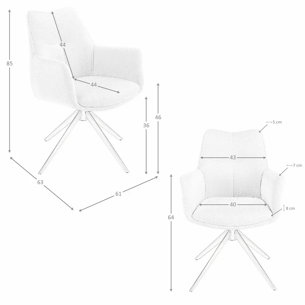 Chaises - Chaise pivotante en tissu crème - ANGEL CERDÁ