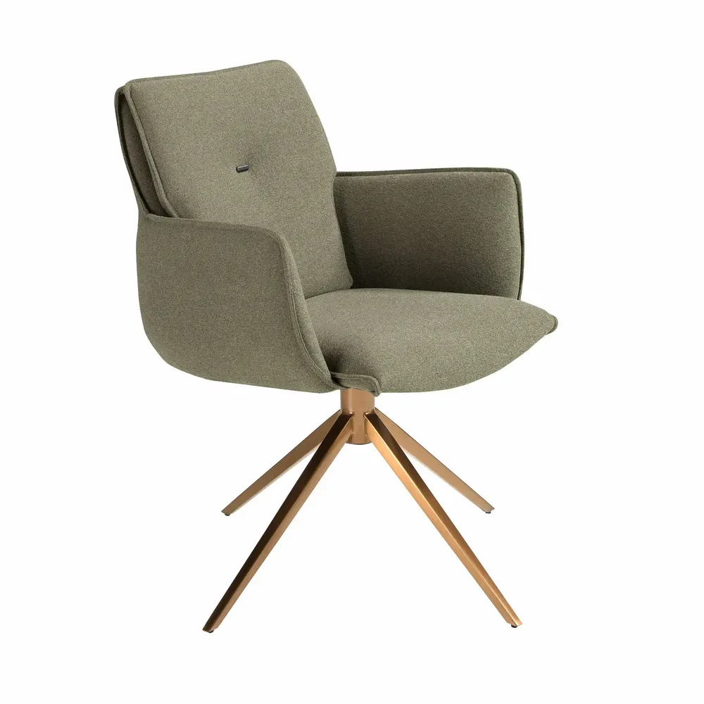 Chaises - Chaise pivotante en tissu vert olive - ANGEL CERDÁ