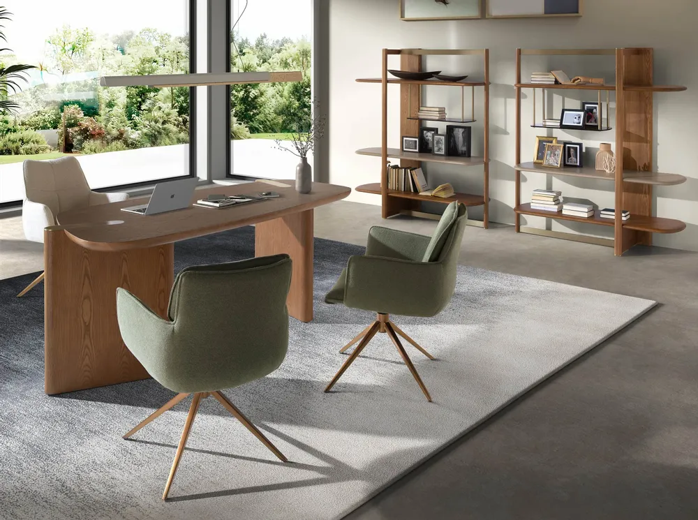 Chaises - Chaise pivotante en tissu vert olive - ANGEL CERDÁ