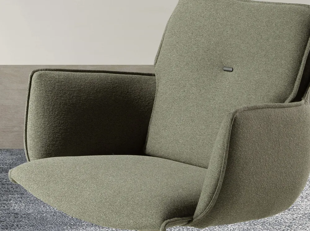 Chaises - Chaise pivotante en tissu vert olive - ANGEL CERDÁ