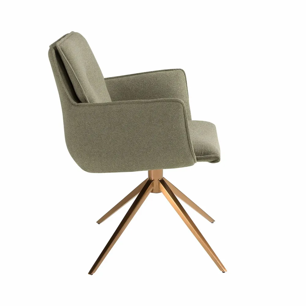 Chaises - Chaise pivotante en tissu vert olive - ANGEL CERDÁ