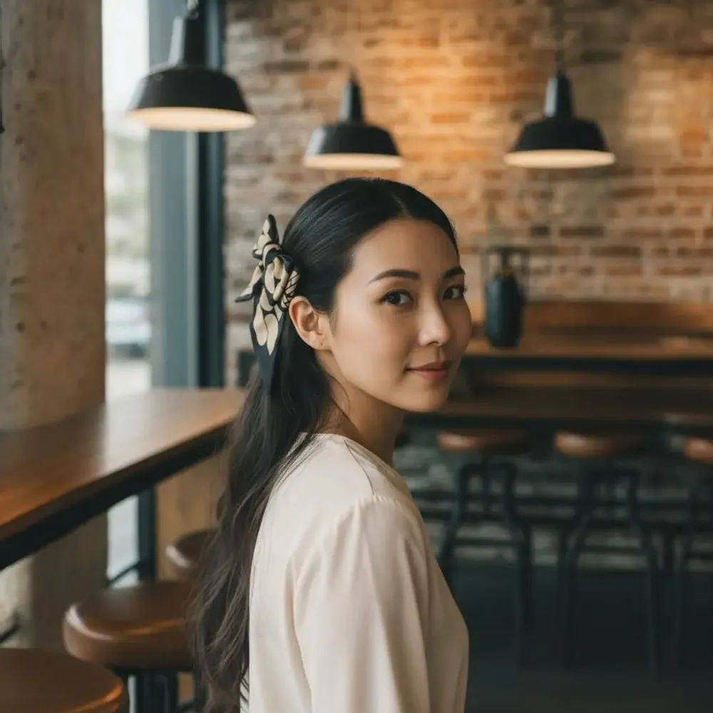 Serre-tête - Serre-tête Renata classique motifs maille noir et beige. - MAISON FITZGERALD