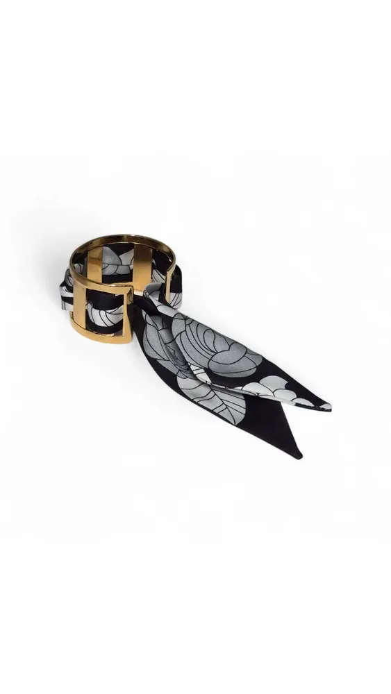 Serre-tête - Serre-tête Viola petits pans noir et beige - MAISON FITZGERALD