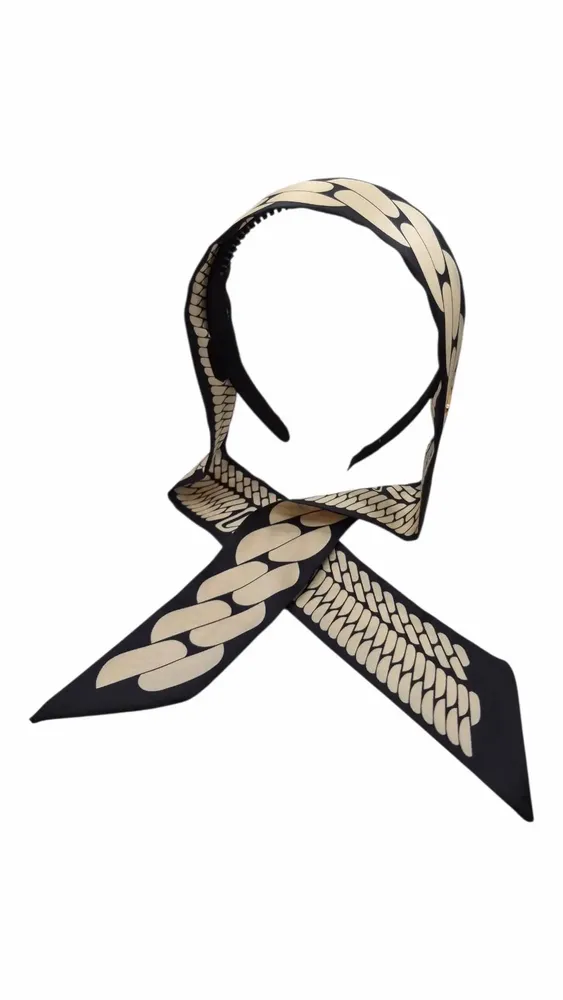 Serre-tête - Serre-tête Viola petits pans noir et beige - MAISON FITZGERALD