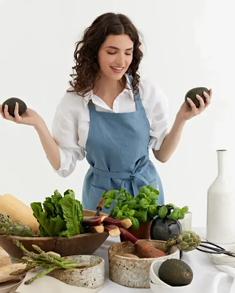 Aprons - Linen bib apron with pockets - MAGICLINEN