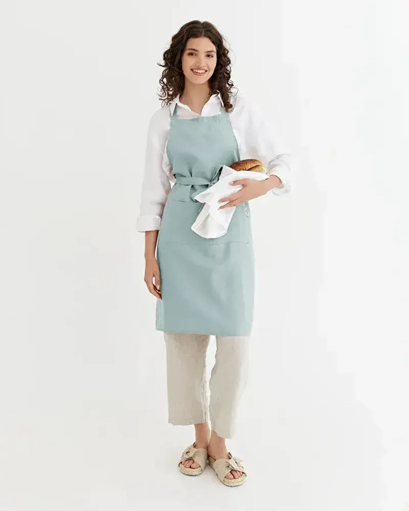 Aprons - Linen bib apron with pockets - MAGICLINEN