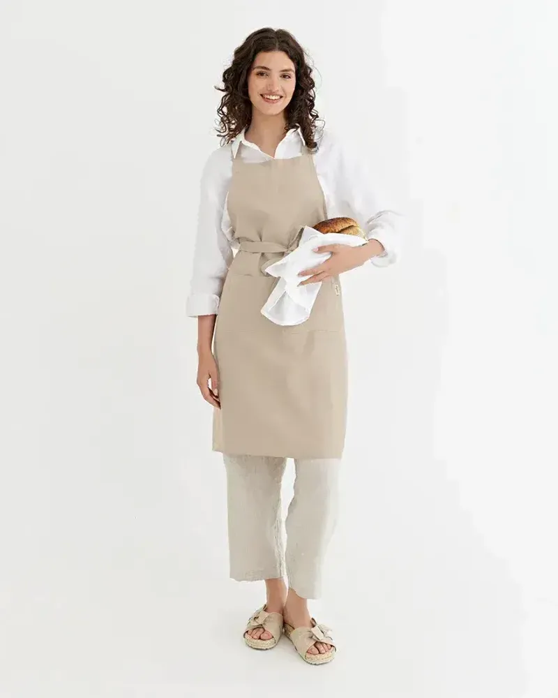 Aprons - Linen bib apron with pockets - MAGICLINEN