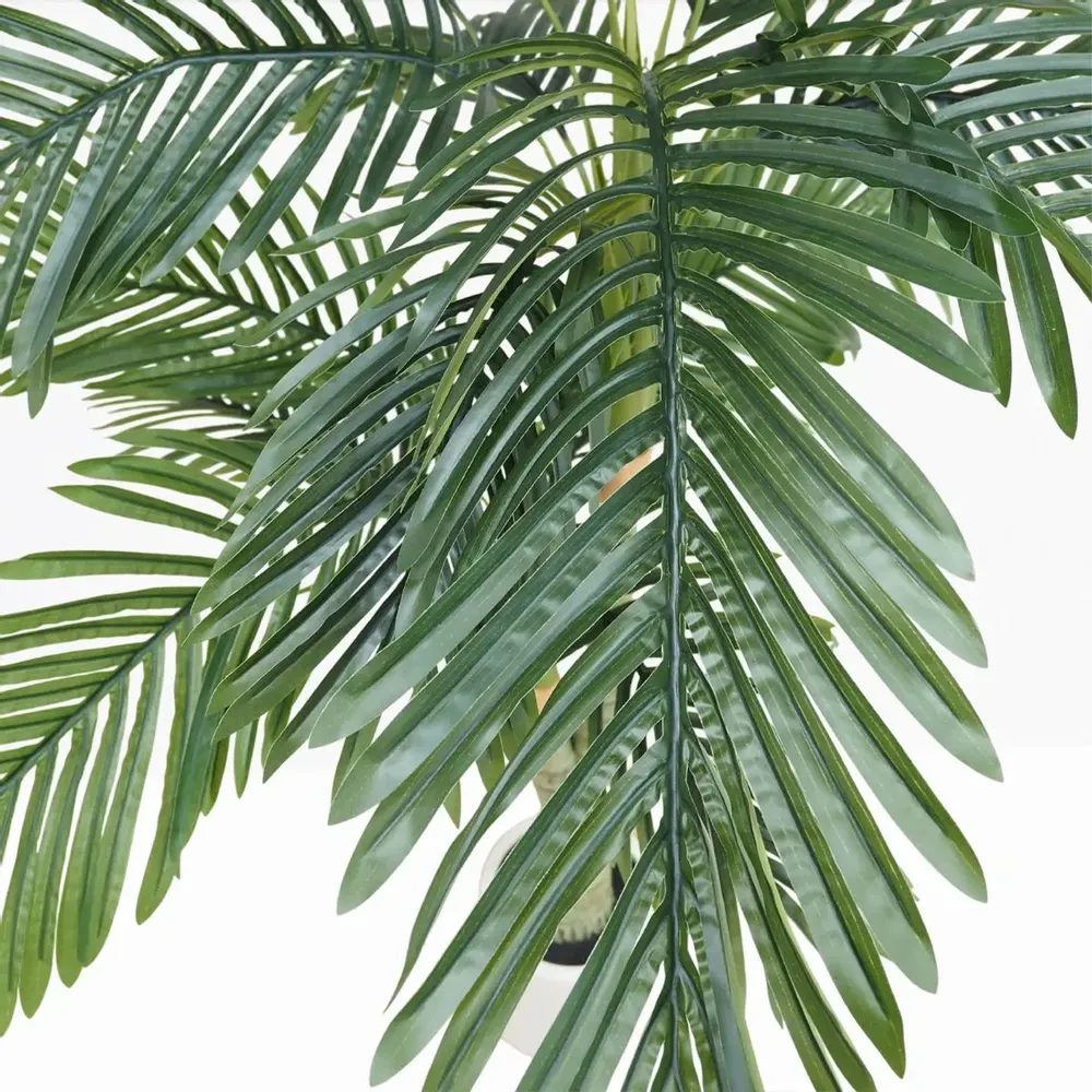 Décorations florales - Palmier artificiel 2 troncs en pot plastique blanc - LIGNE DÉCO