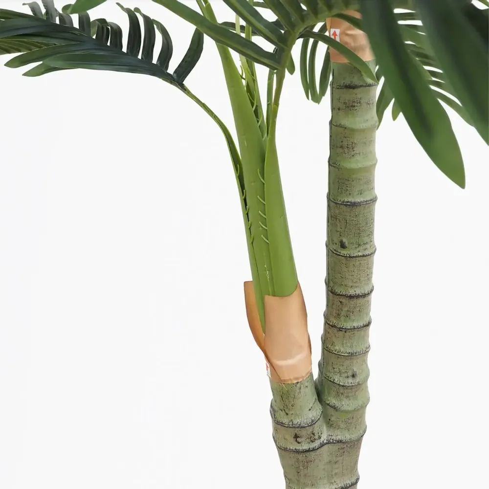 Décorations florales - Palmier artificiel 2 troncs en pot plastique blanc - LIGNE DÉCO