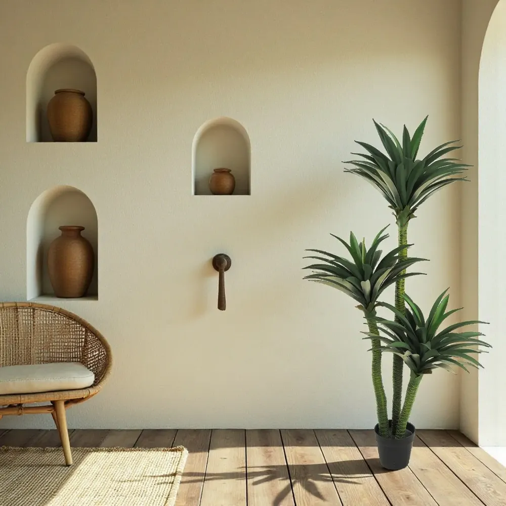 Décorations florales - Yucca artificiel 3 troncs, 170 feuilles en pot plastique - LIGNE DÉCO
