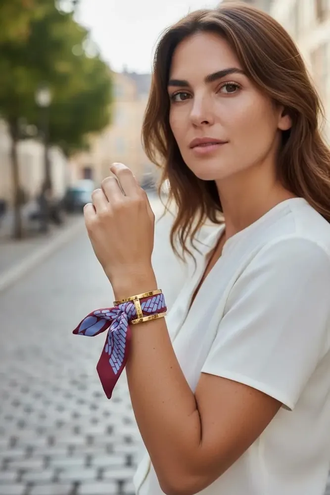 Bracelets - Bracelet manchette Giorgia motifs maille - MAISON FITZGERALD