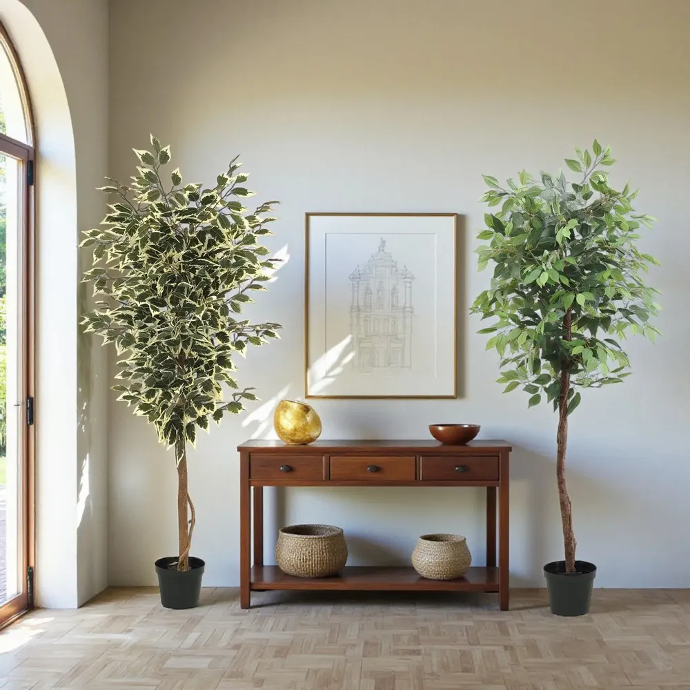 Décorations florales - Ficus artificiel en pot noir - LIGNE DÉCO