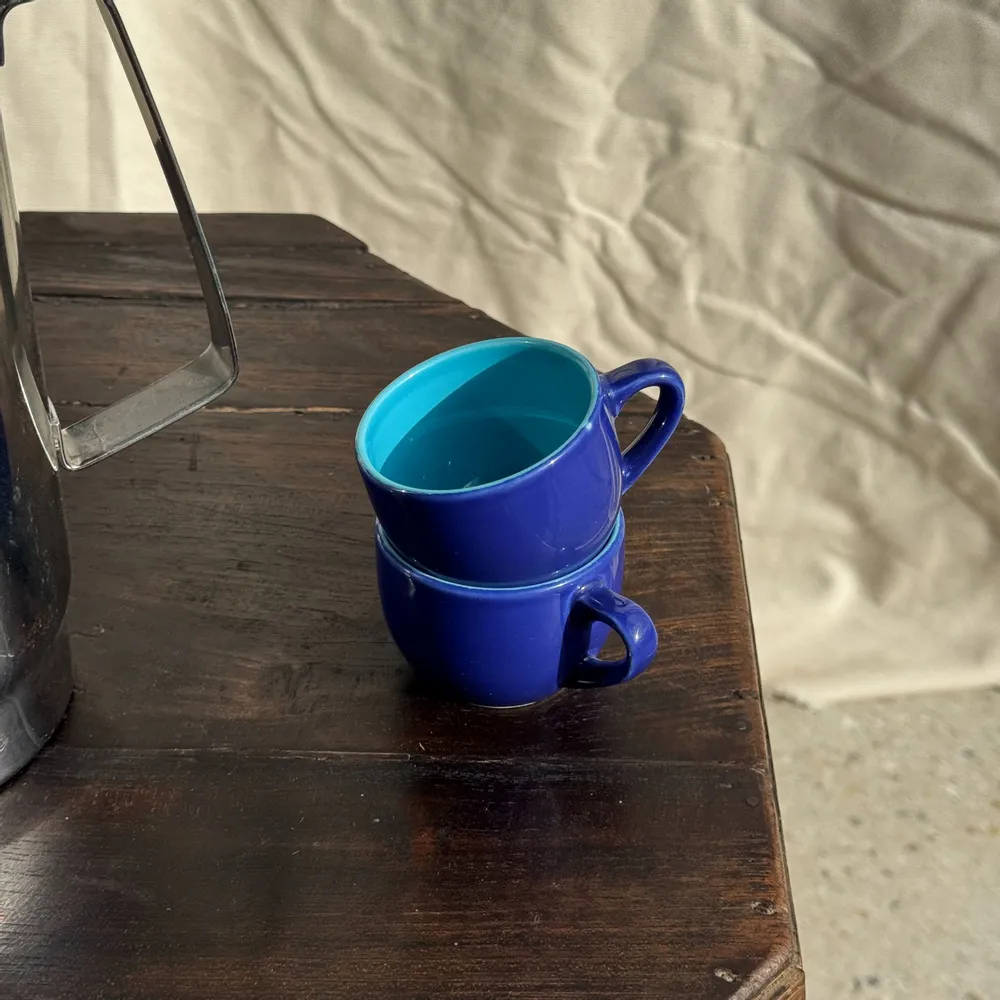 Mugs - Set of 12 small vintage espresso cups duo of blue Made in Italy - OFFICE OBJETS