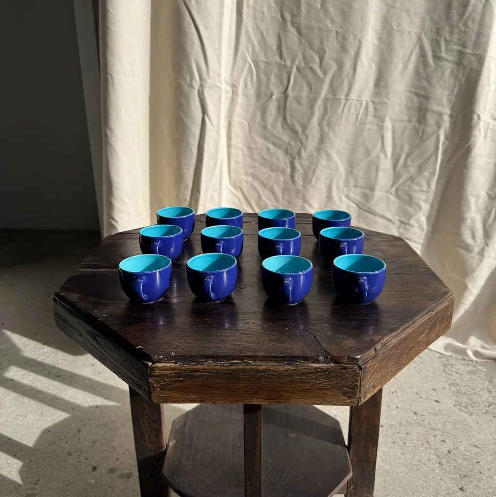 Mugs - Set of 12 small vintage espresso cups duo of blue Made in Italy - OFFICE OBJETS