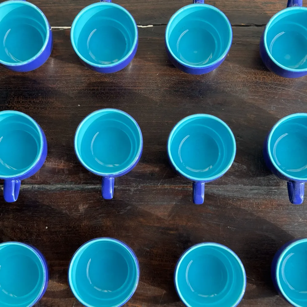 Mugs - Set of 12 small vintage espresso cups duo of blue Made in Italy - OFFICE OBJETS