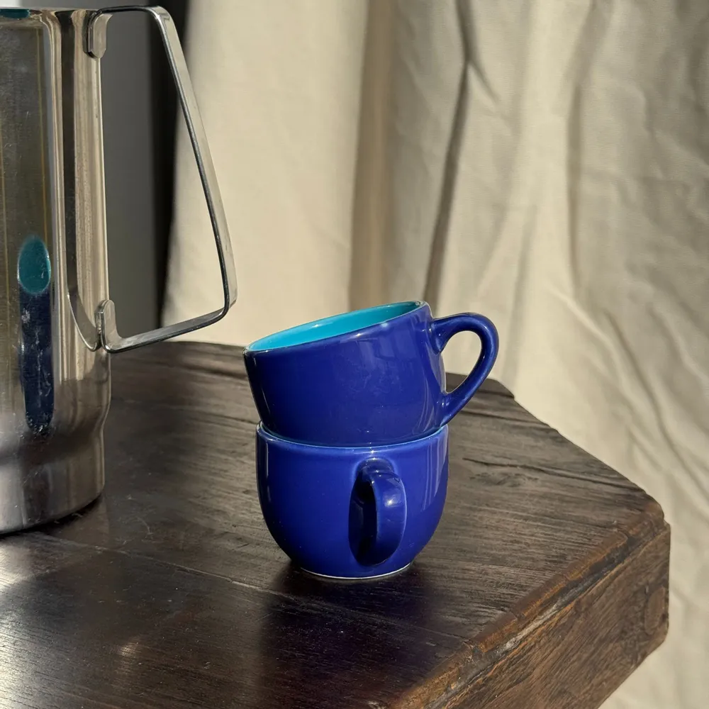 Mugs - Set of 12 small vintage espresso cups duo of blue Made in Italy - OFFICE OBJETS