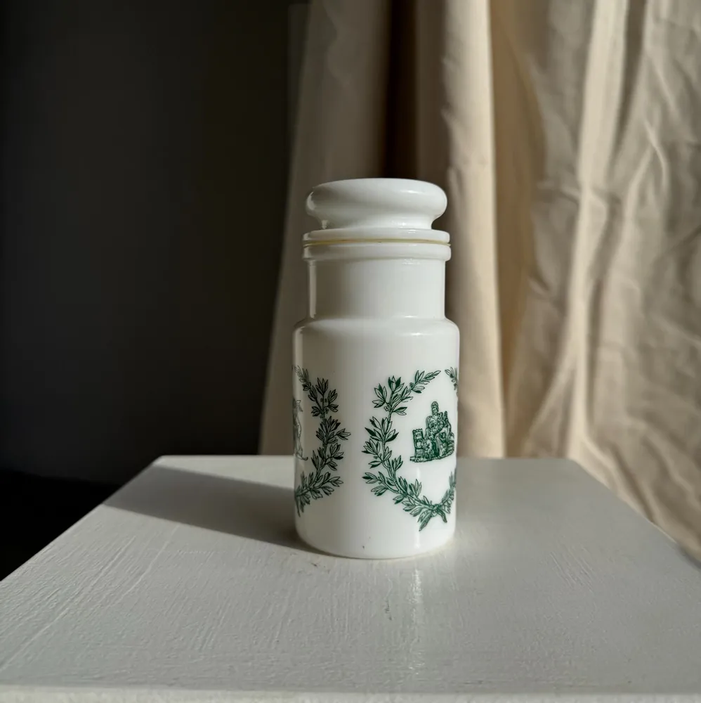 Objets de décoration - Duo de flacons en verre blanc motifs verts italiens - OFFICE OBJETS