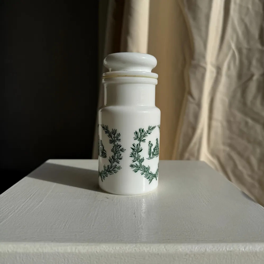 Objets de décoration - Duo de flacons en verre blanc motifs verts italiens - OFFICE OBJETS