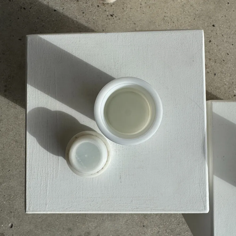 Objets de décoration - Duo de flacons en verre blanc motifs verts italiens - OFFICE OBJETS