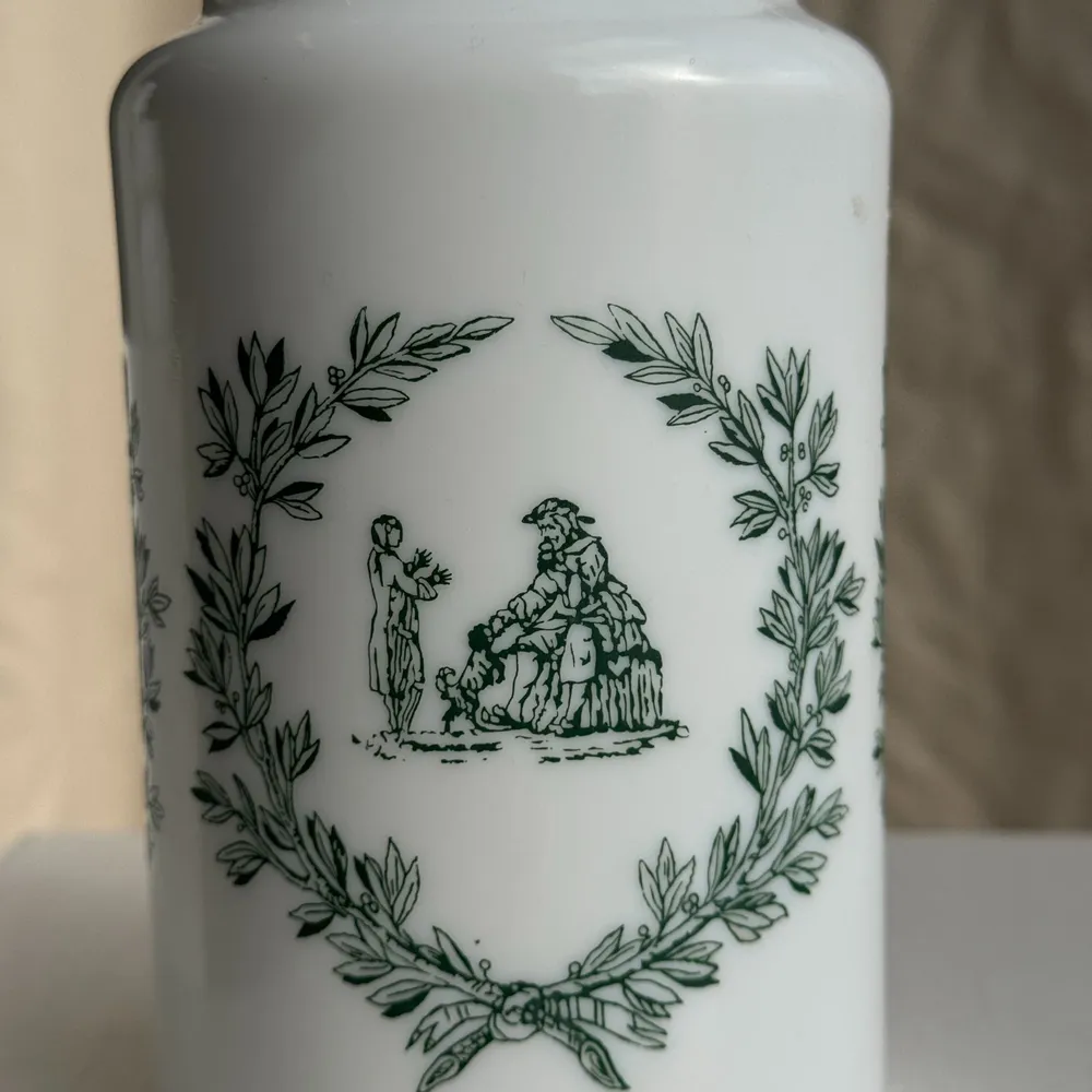 Objets de décoration - Duo de flacons en verre blanc motifs verts italiens - OFFICE OBJETS