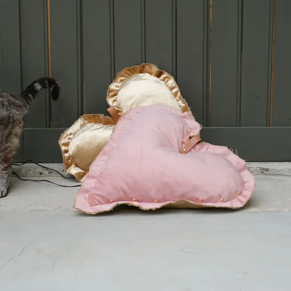 Decorative objects - Coeur lumineux DORE - ROSE VELOURS