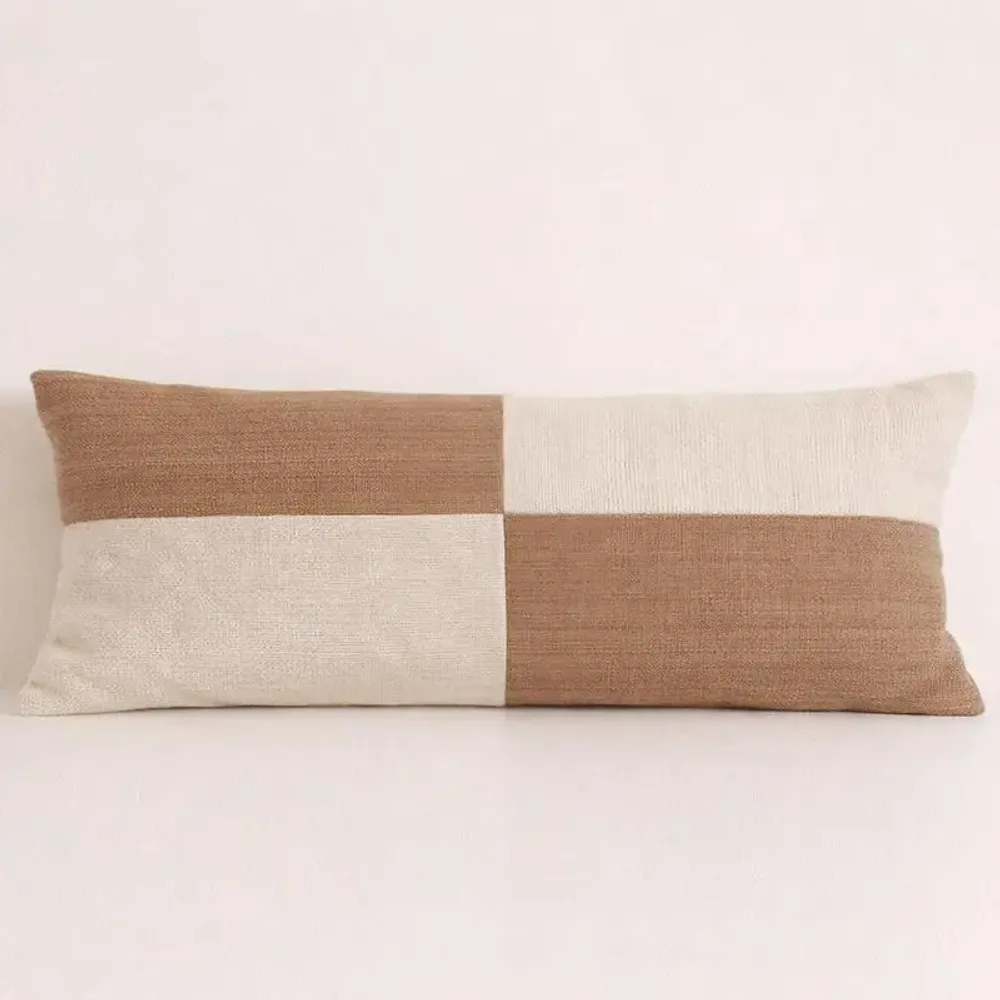 Coussins textile - Coussin en laine de lin ivoire et cognac -Henry - PASHMA
