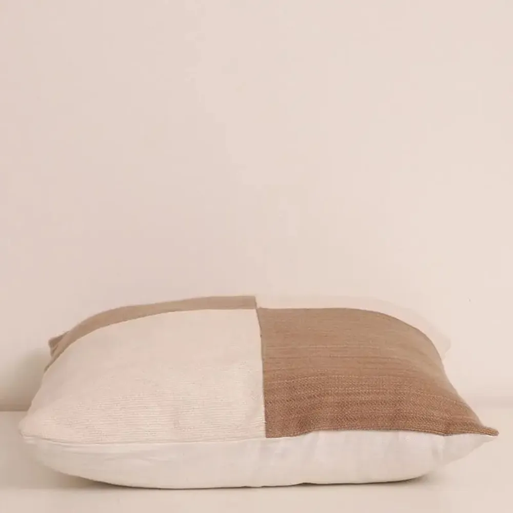 Coussins textile - Coussin en laine de lin ivoire et cognac -Henry - PASHMA