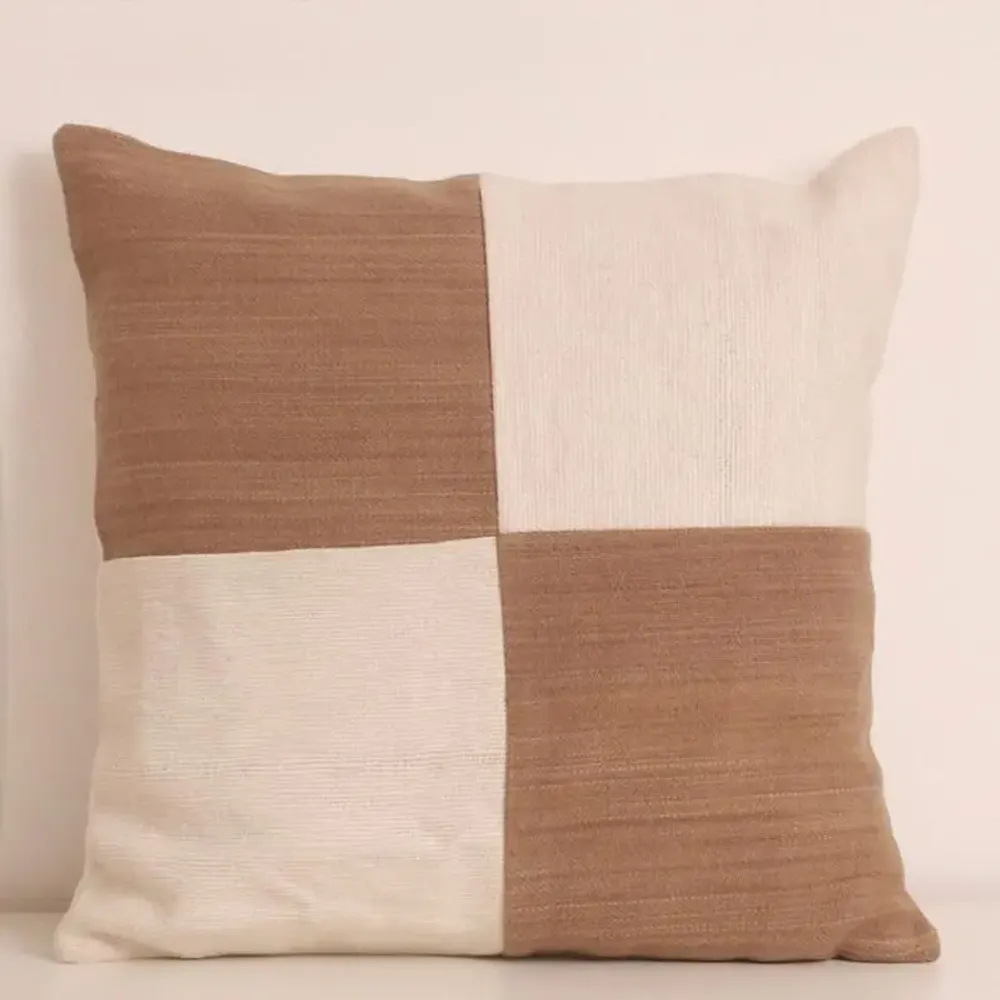 Coussins textile - Coussin en laine de lin ivoire et cognac -Henry - PASHMA