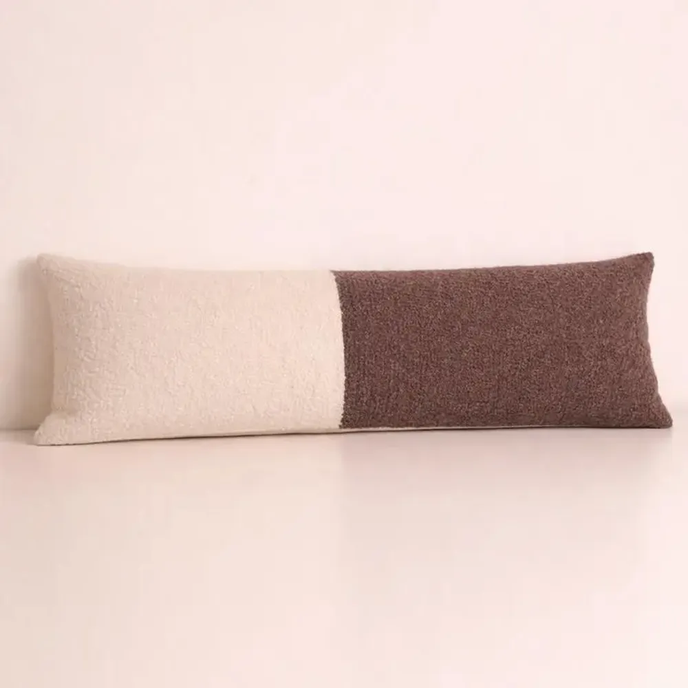 Fabric cushions - Ivory and Espresso Alpaca Boucle Cushion - Ingrid - PASHMA