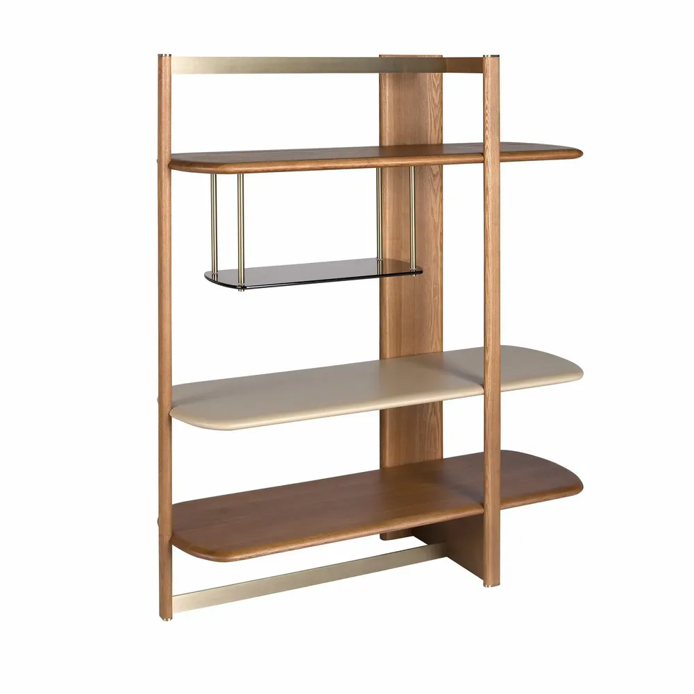 Shelves - Rectangular shelving unit in light walnut and greige wood. - ANGEL CERDÁ
