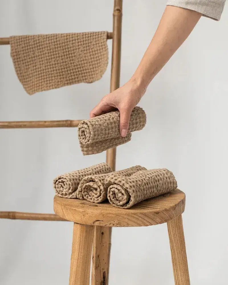 Other bath linens - Linen waffle face cloth set of 5 - MAGICLINEN