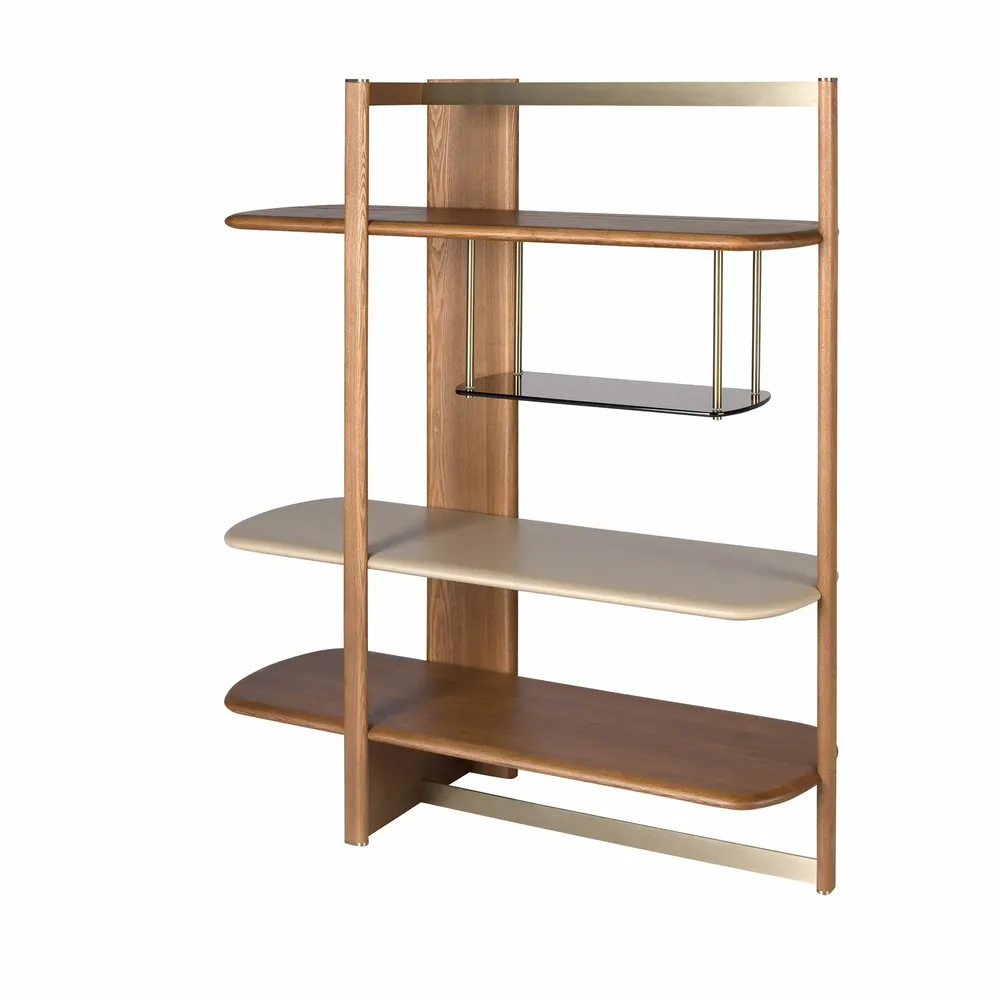 Shelves - Left rectangular shelving in light walnut and greige wood. - ANGEL CERDÁ