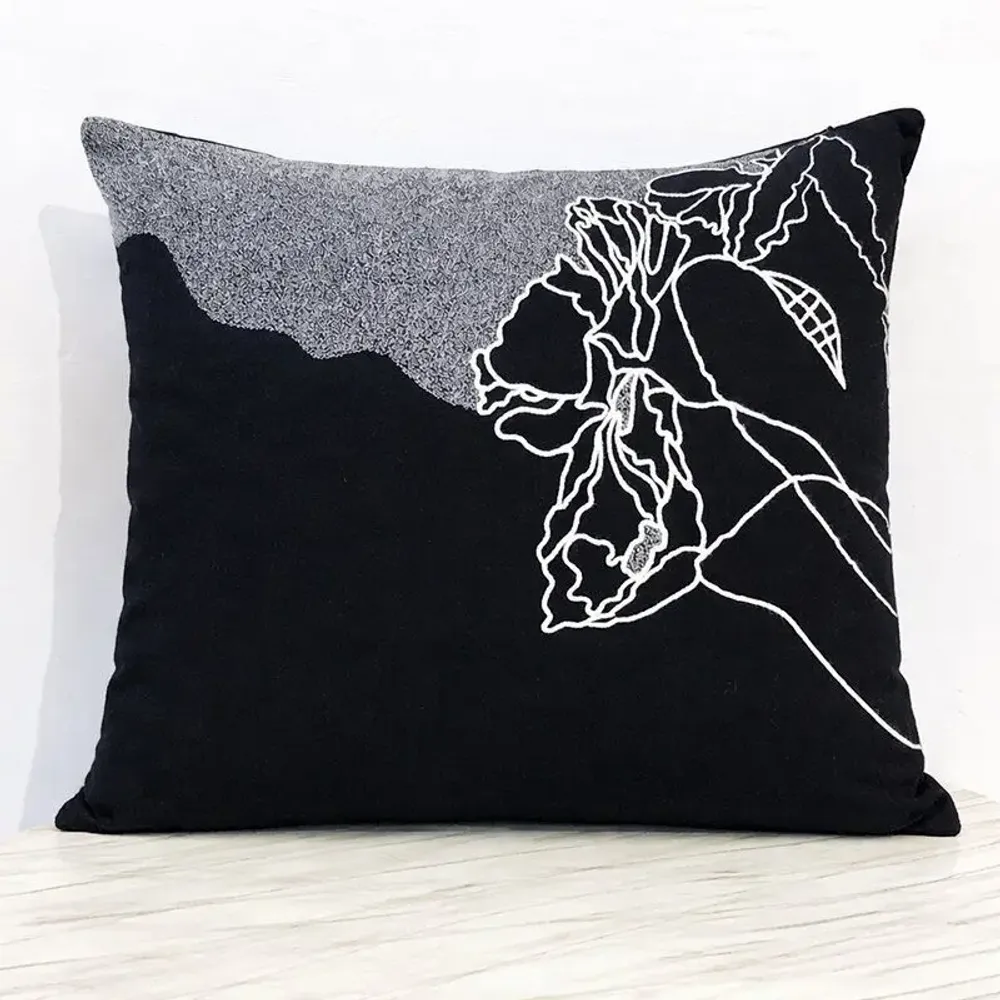 Fabric cushions - Acacia: Cotton Embroidered Cushion - PASHMA