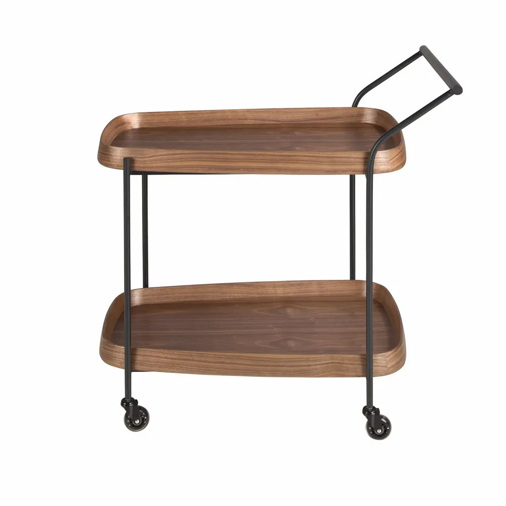 Chariots pour restaurants - Desserte minibar en noyer et acier noir. - ANGEL CERDÁ